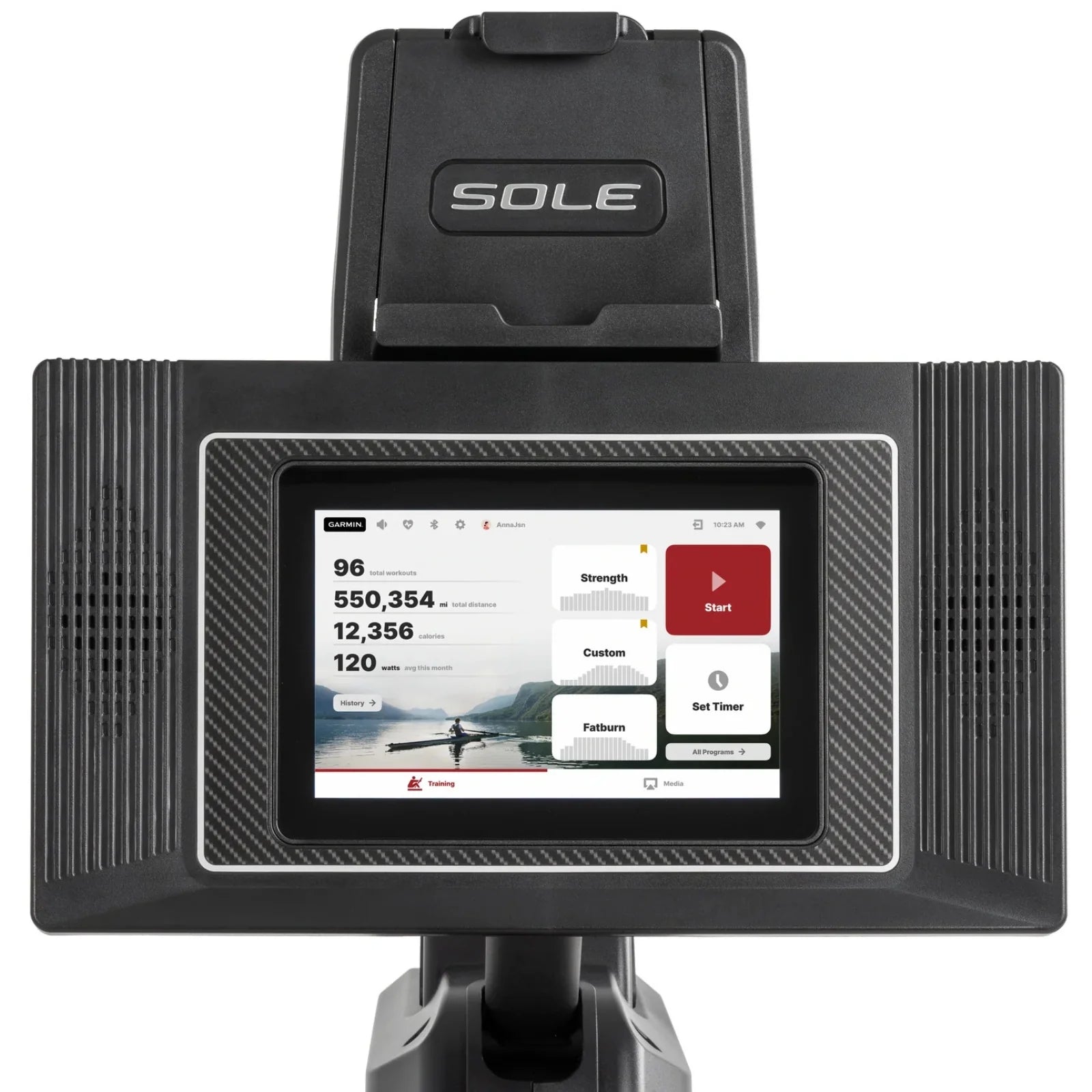 Sole Fitness SR550 roeitrainer met touchscreen entertainment scherm