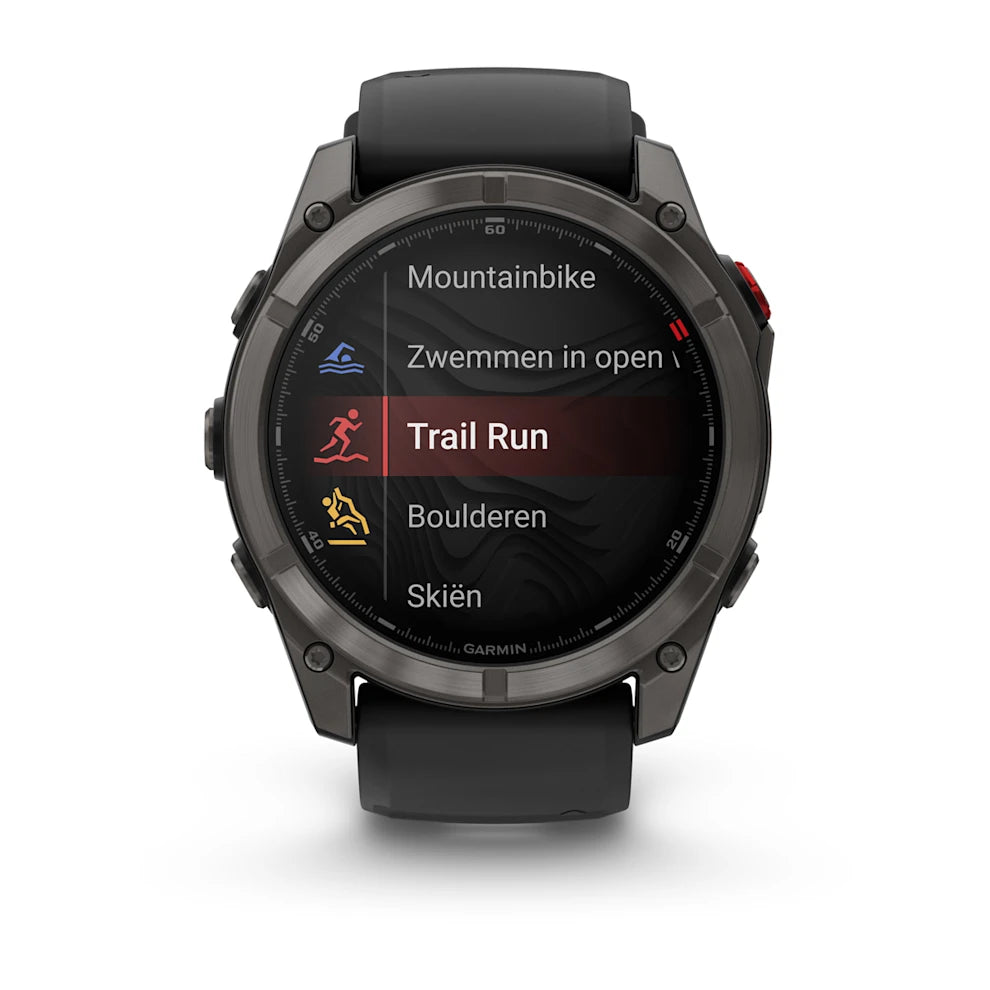 Garmin Fenix 8 Pro (51 mm) Sapphire - Premium AMOLED Multisport Smartwatch - Carbon grey DLC-titanium met zwarte/pebble grey siliconen band
