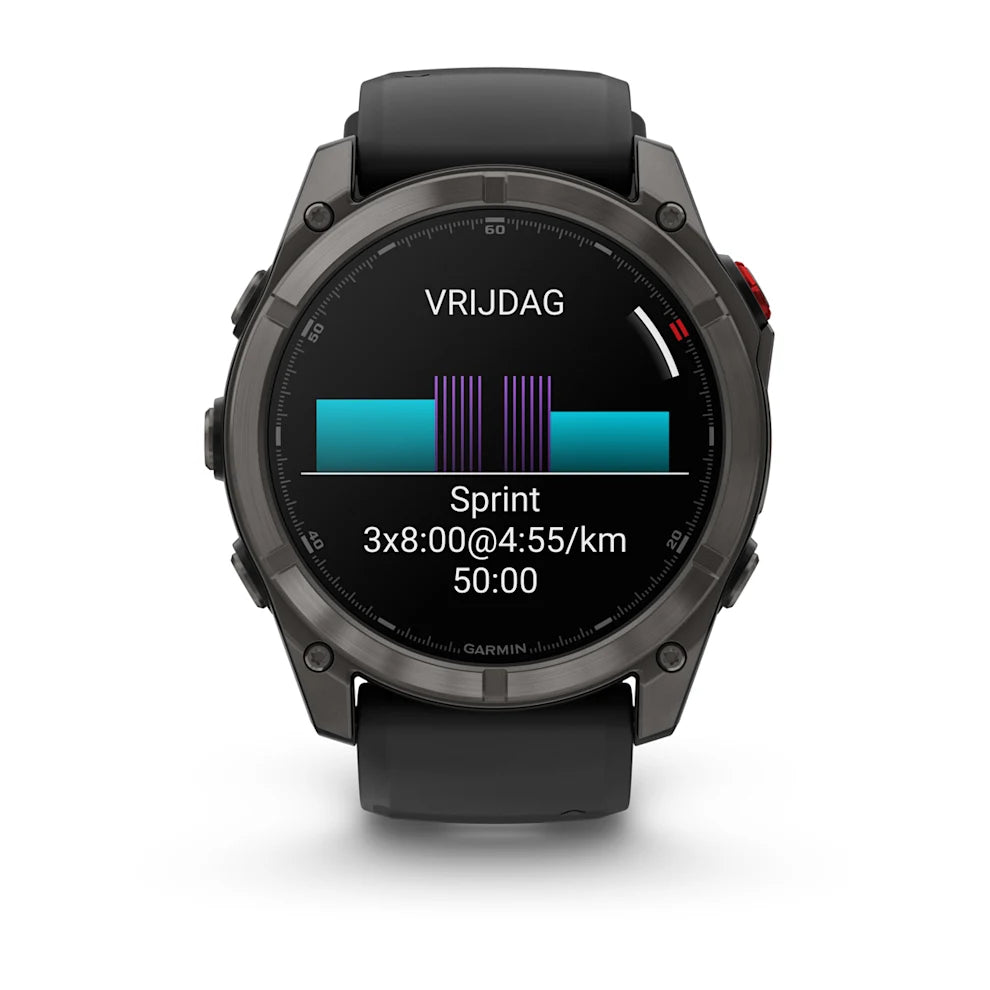 Garmin Fenix 8 Pro (51 mm) Sapphire - Premium AMOLED Multisport Smartwatch - Carbon grey DLC-titanium met zwarte/pebble grey siliconen band