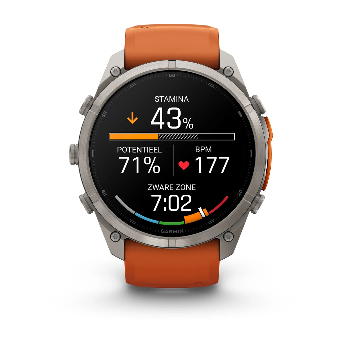 Garmin fēnix® 9 Pro inReach® (51 mm) - Titanium met siliconen band in Autumn Orange/Spark Orange