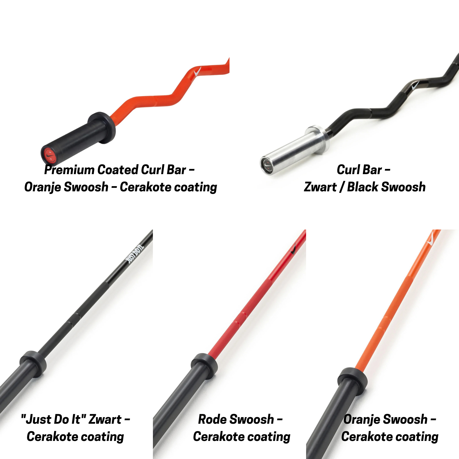 Nike Strength Coated Premium Barbell - 20 kg / Zwart "Just Do It"