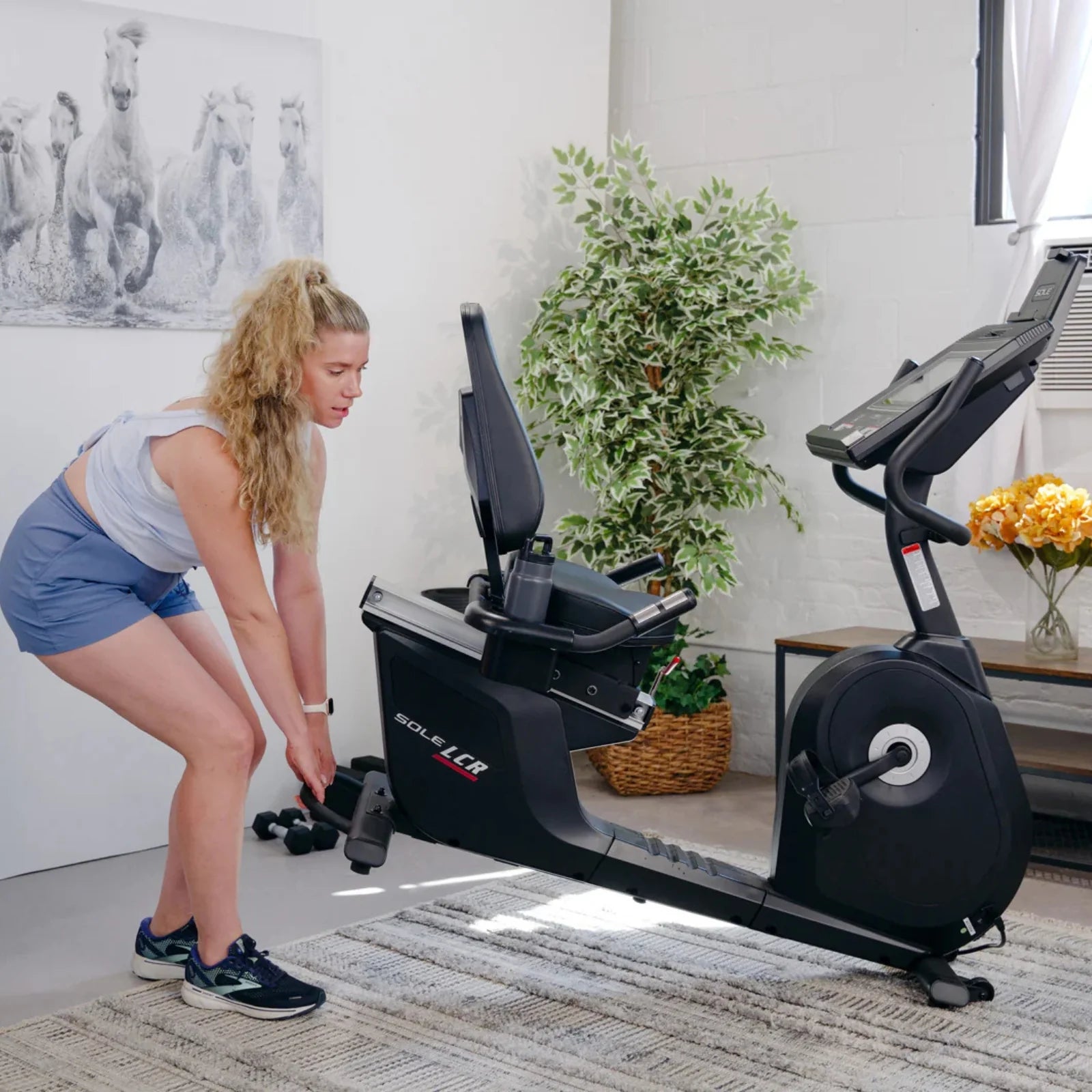 Sole Fitness LCR recumbent bike ligfiets - touchscreen entertainment scherm