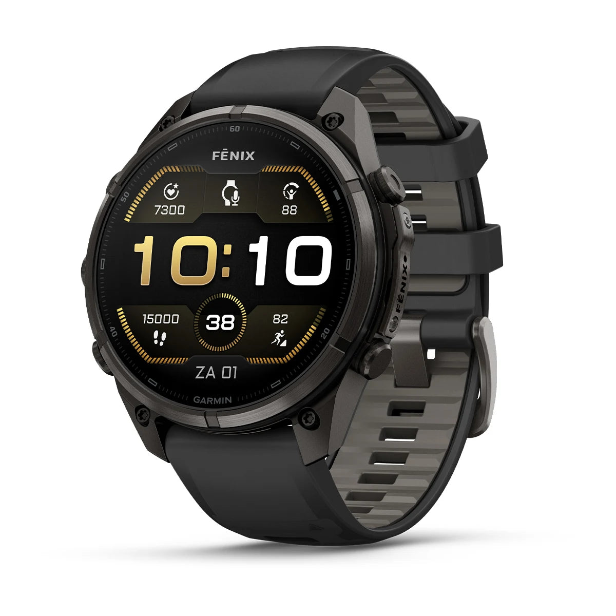 Garmin fēnix® 9 Pro (47 mm) - Carbon Grey DLC titanium met siliconen band in Zwart/Pebble Gray