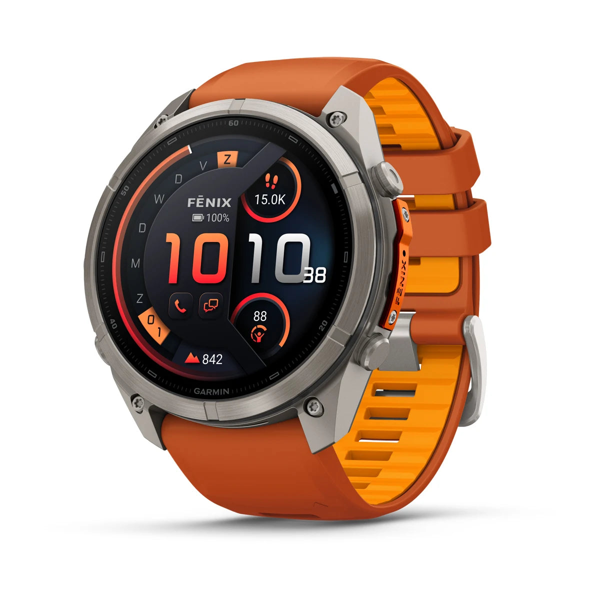 Garmin fēnix® 9 Pro inReach® (51 mm) - Titanium met Graphite/Zwarte siliconen band