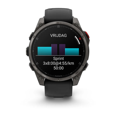 Garmin Fenix 8 Pro (47 mm) Sapphire - Montre connectée multisport Premium AMOLED - Titane avec bracelet en silicone graphite/noir