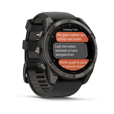 Garmin Fenix 8 Pro (51 mm) Sapphire - Montre connectée multisport AMOLED Premium - Titane DLC gris carbone avec bracelet en silicone noir/gris galet