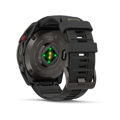 Garmin Fenix 8 Pro (51 mm) Sapphire - Montre connectée multisport AMOLED Premium - Titane DLC gris carbone avec bracelet en silicone noir/gris galet