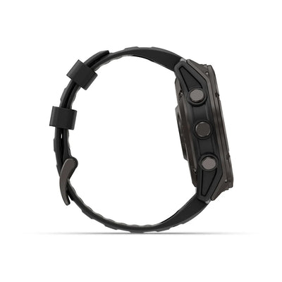 Garmin Fenix 8 Pro (51 mm) Sapphire - Montre connectée multisport AMOLED Premium - Titane DLC gris carbone avec bracelet en silicone noir/gris galet