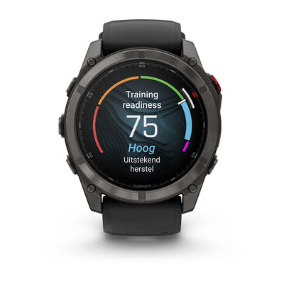 Garmin Fenix 8 Pro (51 mm) Sapphire - Montre connectée multisport AMOLED Premium - Titane DLC gris carbone avec bracelet en silicone noir/gris galet