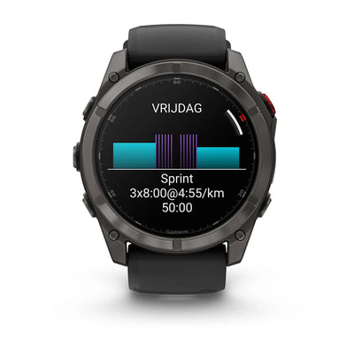 Garmin Fenix 8 Pro (51 mm) Sapphire - Montre connectée multisport AMOLED Premium - Titane DLC gris carbone avec bracelet en silicone noir/gris galet
