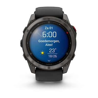 Garmin Fenix 8 Pro (51 mm) Sapphire - Montre connectée multisport AMOLED Premium - Titane DLC gris carbone avec bracelet en silicone noir/gris galet