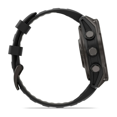 Garmin Fenix 8 Pro (47 mm) Sapphire - Montre connectée multisport AMOLED Premium - Titane DLC gris carbone avec bracelet en silicone noir/gris galet