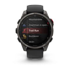 Garmin Fenix 8 Pro (47 mm) Sapphire - Premium AMOLED Multisport Smartwatch - Carbon grey DLC-titanium met zwarte/pebble grey siliconen band