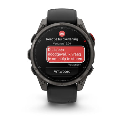 Garmin Fenix 8 Pro (47 mm) Sapphire - Montre connectée multisport AMOLED Premium - Titane DLC gris carbone avec bracelet en silicone noir/gris galet