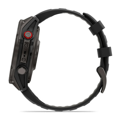 Garmin Fenix 8 Pro (47 mm) Sapphire - Montre connectée multisport AMOLED Premium - Titane DLC gris carbone avec bracelet en silicone noir/gris galet