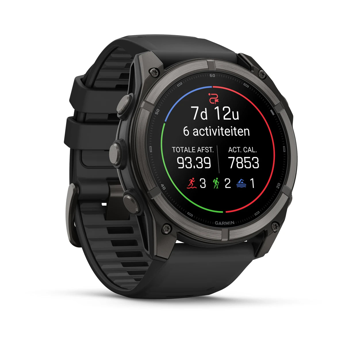 Garmin fēnix® 9 (51 mm) - Premium AMOLED Multisport Smartwatch - Carbon Grey DLC Titanium met zwarte siliconen band