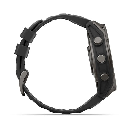 Garmin fēnix® 9 (51 mm) - Premium AMOLED Multisport Smartwatch - Carbon Grey DLC Titanium met zwarte siliconen band