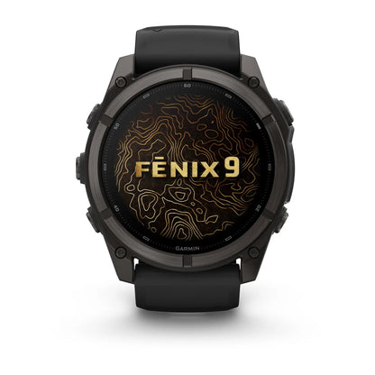 Garmin fēnix® 9 (51 mm) - Premium AMOLED Multisport Smartwatch - Carbon Grey DLC Titanium met zwarte siliconen band