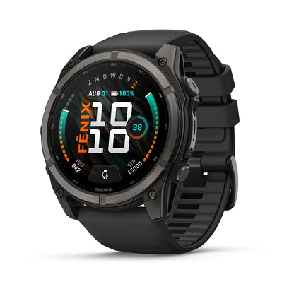 Garmin fēnix® 9 (51 mm) - Premium AMOLED Multisport Smartwatch - Carbon Grey DLC Titanium met zwarte siliconen band