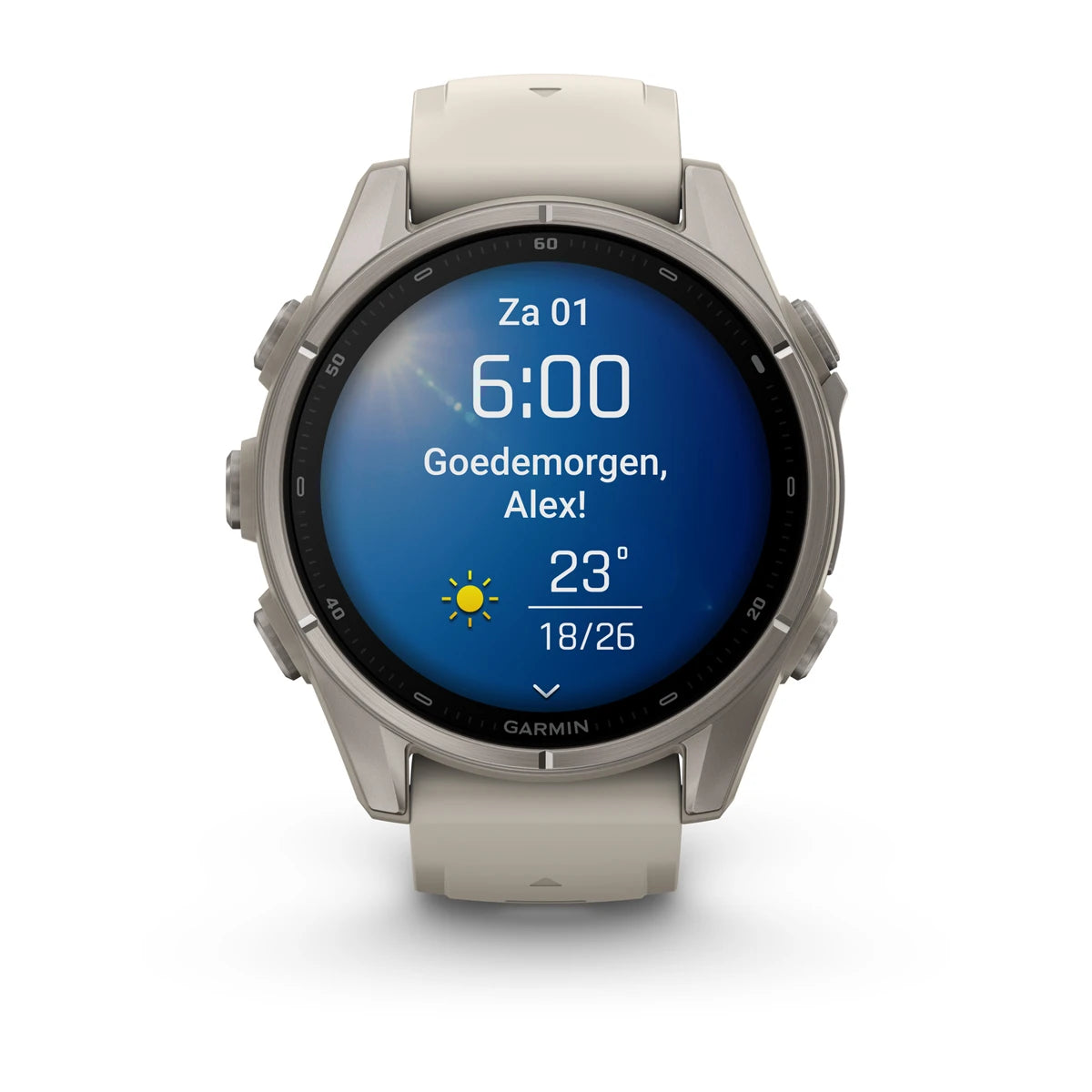 Garmin fēnix® 9 (43 mm) - Titanium met siliconen band in Fog Gray