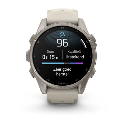 Garmin fēnix® 9 (43 mm) - Titanium met siliconen band in Fog Gray
