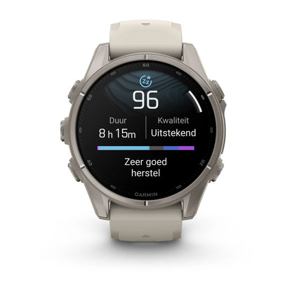 Garmin fēnix® 9 (43 mm) - Titanium met siliconen band in Fog Gray