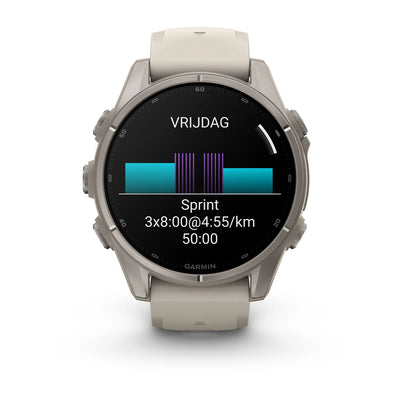 Garmin fēnix® 9 (43 mm) - Titanium met siliconen band in Fog Gray