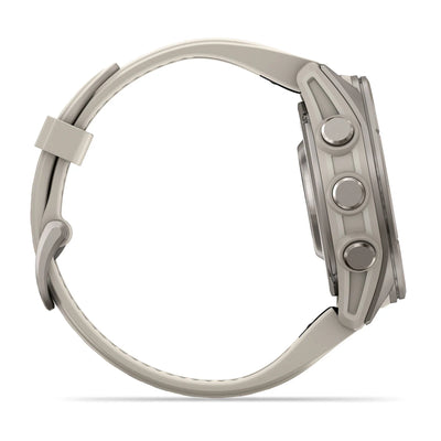 Garmin fēnix® 9 (43 mm) - Titanium met siliconen band in Fog Gray