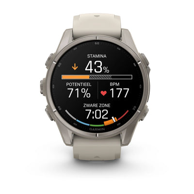 Garmin fēnix® 9 (43 mm) - Titanium met siliconen band in Fog Gray
