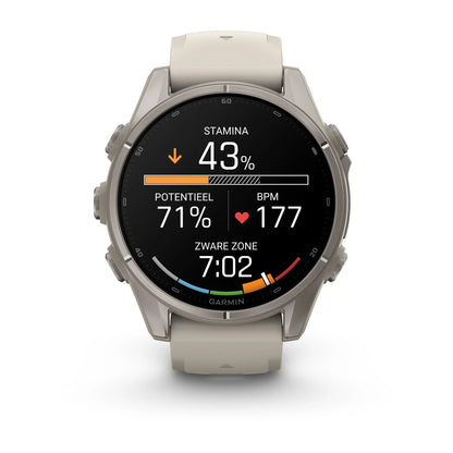 Garmin fēnix® 9 (43 mm) - Titanium met siliconen band in Fog Gray