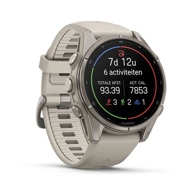 Garmin fēnix® 9 (43 mm) - Titanium met siliconen band in Fog Gray