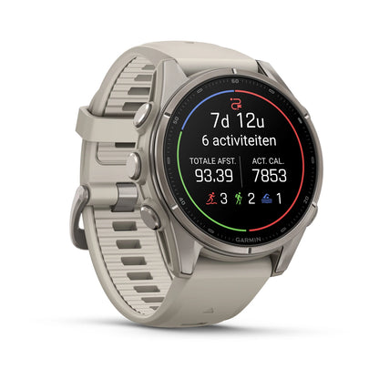 Garmin fēnix® 9 (43 mm) - Titanium met siliconen band in Fog Gray