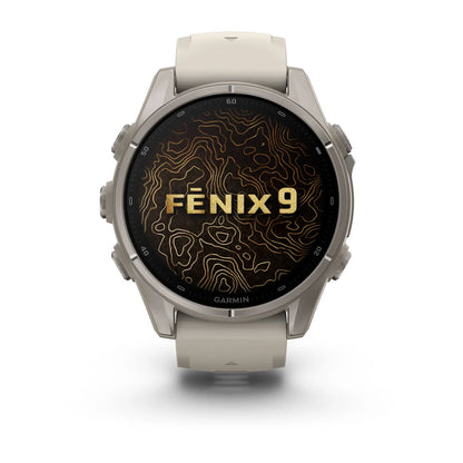 Garmin fēnix® 9 (43 mm) - Titanium met siliconen band in Fog Gray