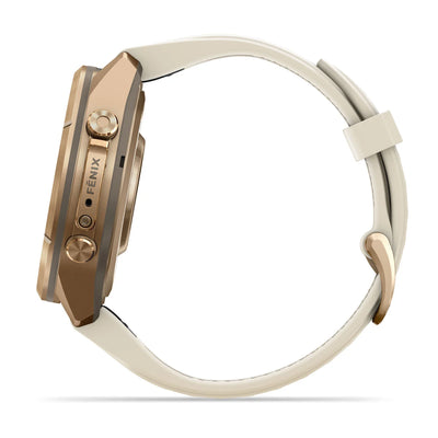 Garmin fēnix® 9 Pro (43 mm) - Autumn Gold Titanium with Silicone Band in Cream/French Gray