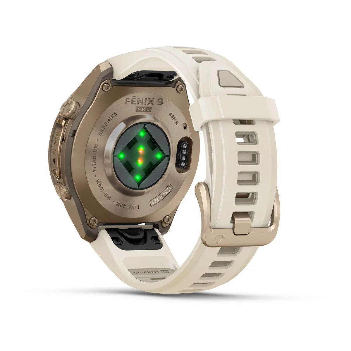 Garmin fēnix® 9 Pro (43 mm) - Autumn Gold Titanium met siliconen band in Crème/French Gray