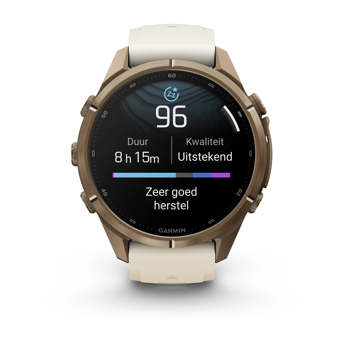 Garmin fēnix® 9 Pro (43 mm) - Autumn Gold Titanium met siliconen band in Crème/French Gray