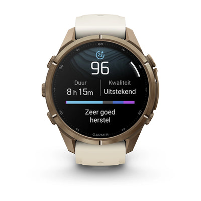 Garmin fēnix® 9 Pro (43 mm) - Autumn Gold Titanium with Silicone Band in Cream/French Gray