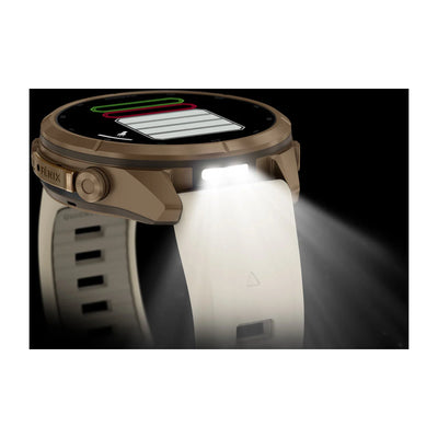Garmin fēnix® 9 Pro (43 mm) - Autumn Gold Titanium with Silicone Band in Cream/French Gray