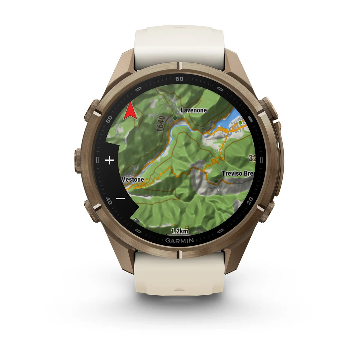 Garmin fēnix® 9 Pro (43 mm) - Autumn Gold Titanium met siliconen band in Crème/French Gray