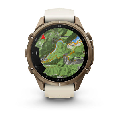 Garmin fēnix® 9 Pro (43 mm) - Autumn Gold Titanium met siliconen band in Crème/French Gray