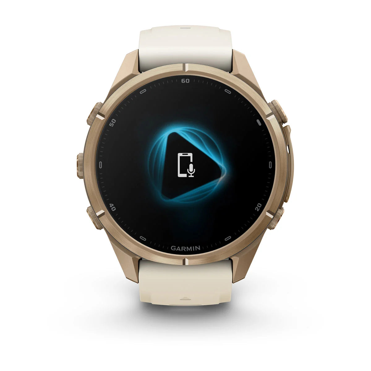 Garmin fēnix® 9 Pro (43 mm) - Autumn Gold Titanium met siliconen band in Crème/French Gray