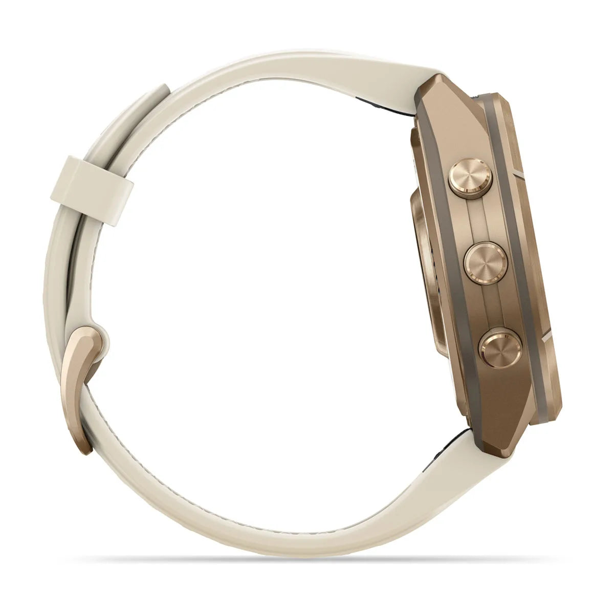 Garmin fēnix® 9 Pro (43 mm) - Autumn Gold Titanium met siliconen band in Crème/French Gray