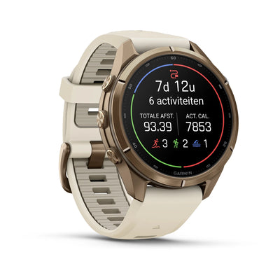 Garmin fēnix® 9 Pro (43 mm) - Autumn Gold Titanium with Silicone Band in Cream/French Gray