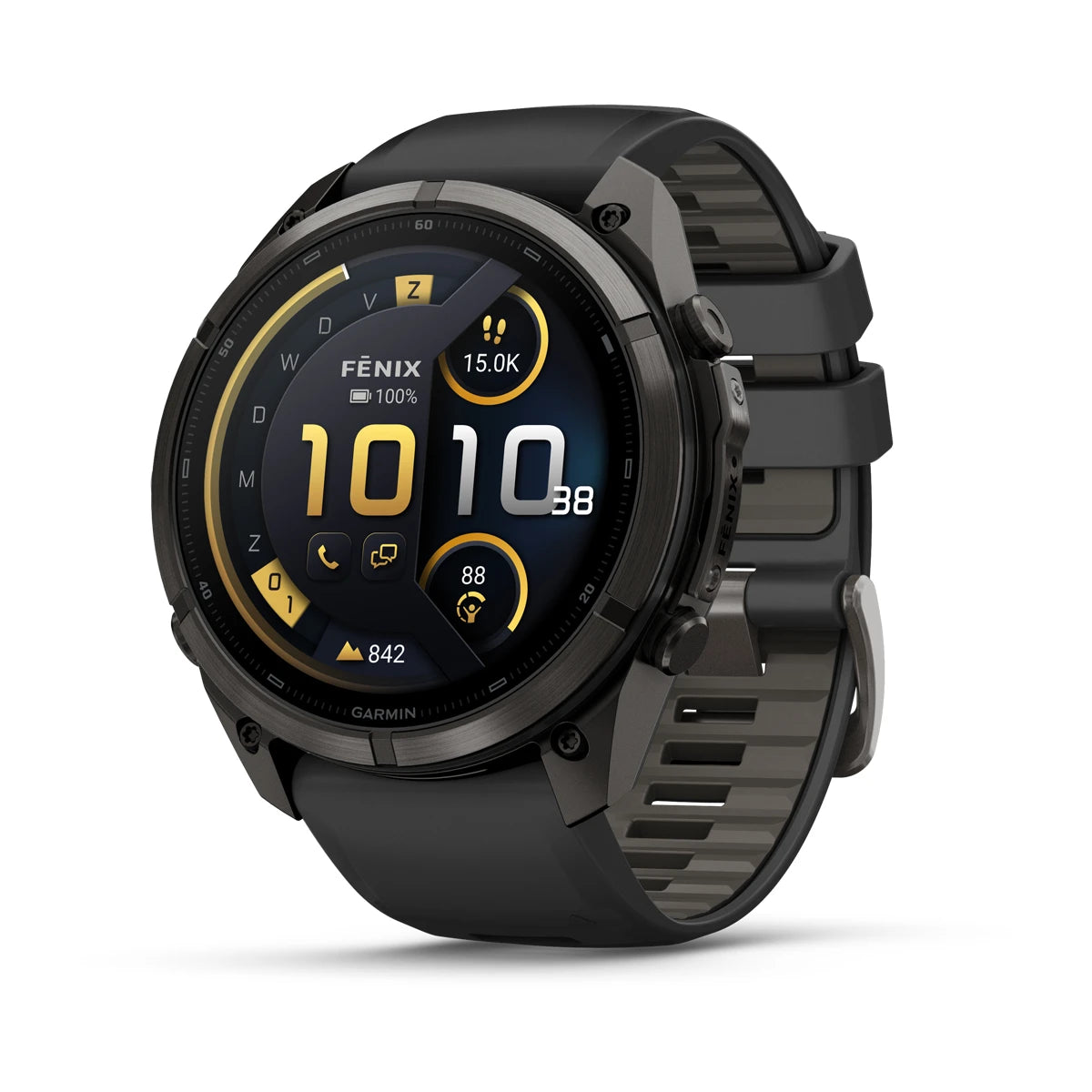 Garmin fēnix® 9 Pro inReach® (51 mm) - Titanium met siliconen band in Autumn Orange/Spark Orange
