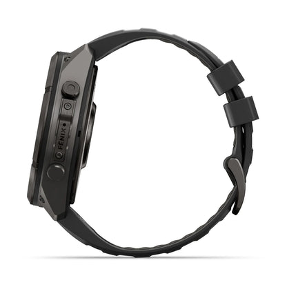 Garmin fēnix® 9 Pro inReach® (51 mm) - Carbon Grey DLC titanium met siliconen band in Zwart/Pebble Gray