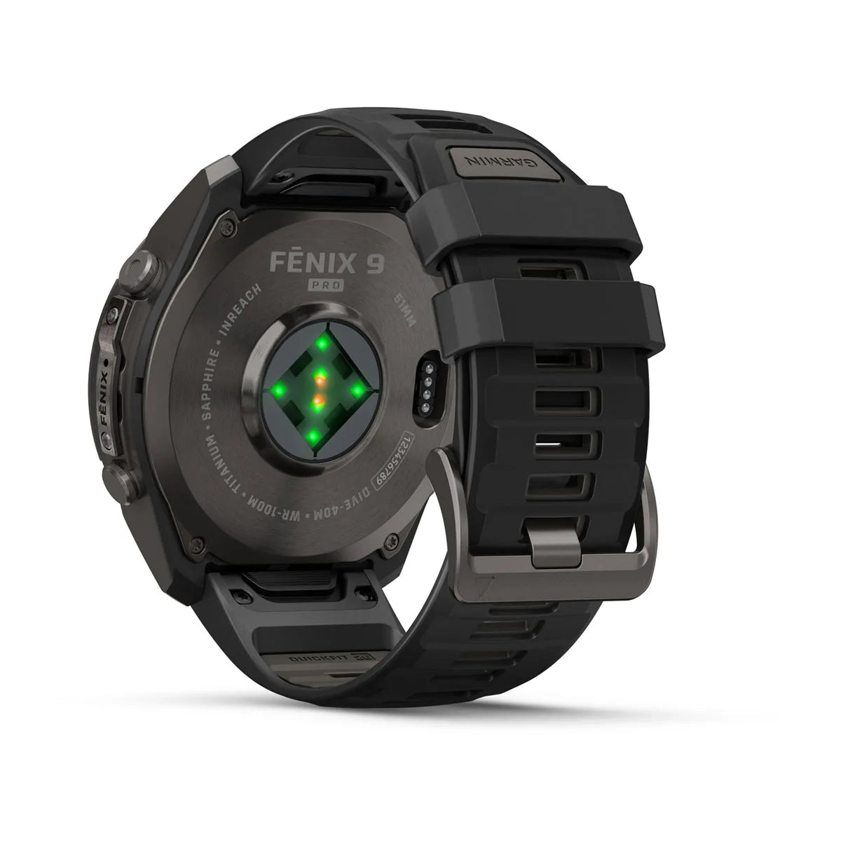 Garmin fēnix® 9 Pro inReach® (51 mm) - Carbon Grey DLC titanium met siliconen band in Zwart/Pebble Gray