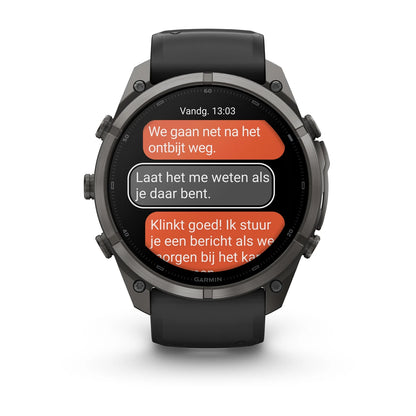Garmin fēnix® 9 Pro inReach® (51 mm) - Carbon Grey DLC titanium met siliconen band in Zwart/Pebble Gray