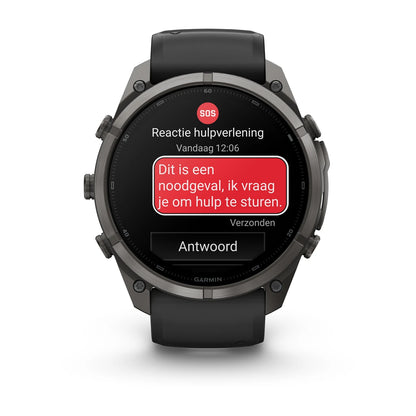 Garmin fēnix® 9 Pro inReach® (51 mm) - Carbon Grey DLC titanium met siliconen band in Zwart/Pebble Gray