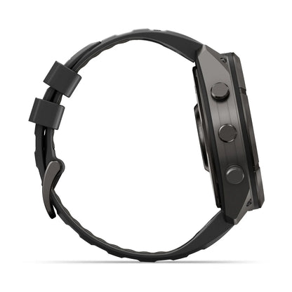Garmin fēnix® 9 Pro inReach® (51 mm) - Carbon Grey DLC titanium met siliconen band in Zwart/Pebble Gray