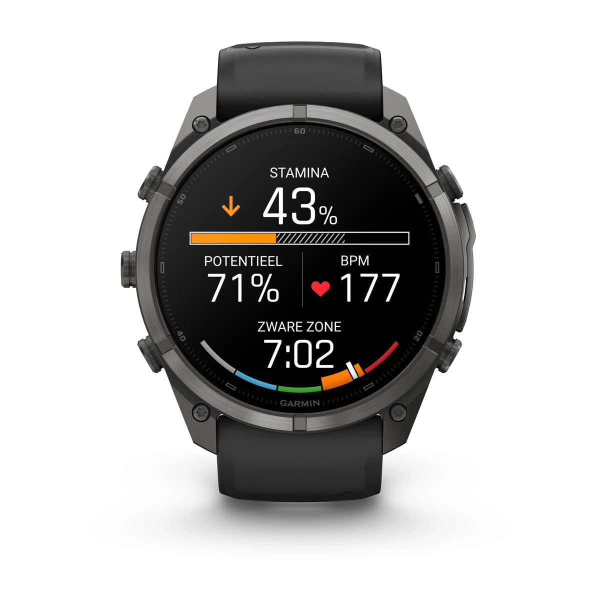 Garmin fēnix® 9 Pro inReach® (51 mm) - Carbon Grey DLC titanium met siliconen band in Zwart/Pebble Gray